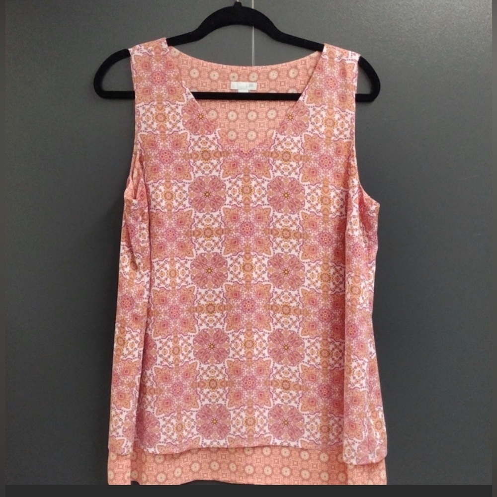 🧡JJill Mixed Print Medallion Layered Sleeveless Tank